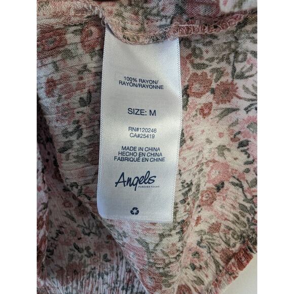 Angels Forever Young Top Floral Peasant Milk Maid Square Neck Smocked Size M - Picture 6 of 9
